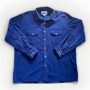 Vintage Rugged American Mens XL (fits L) Corduroy Button Outdoor Work Shirt 90s